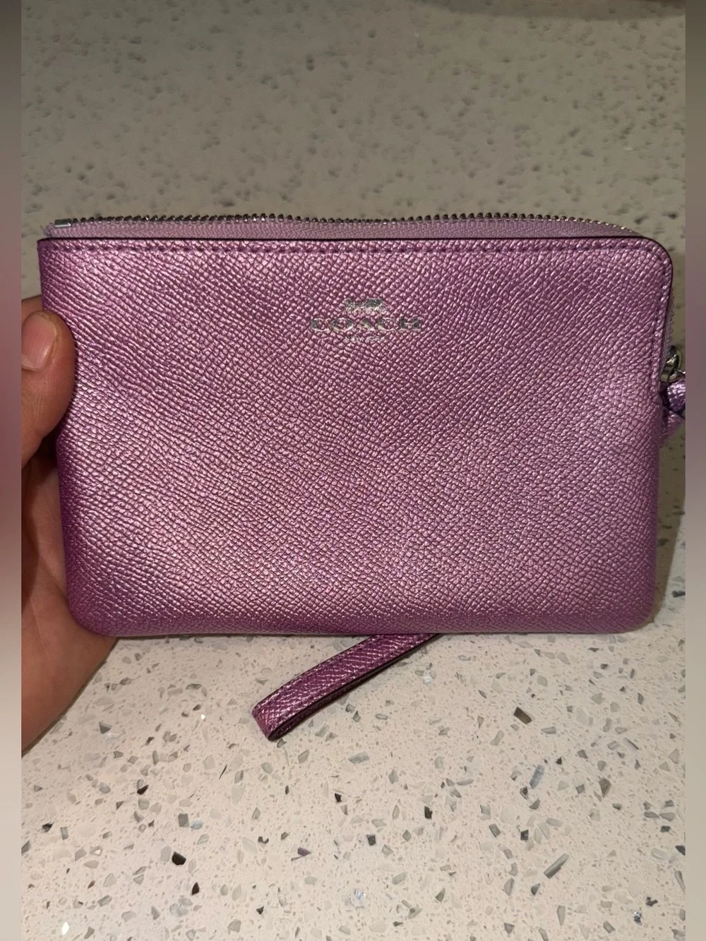 Coach Purple Saffiano Leather Wristlet Tech Case